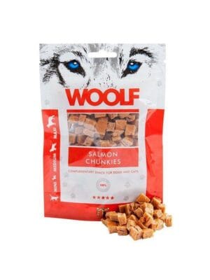 woolf lososovi koščki priboljški za pse