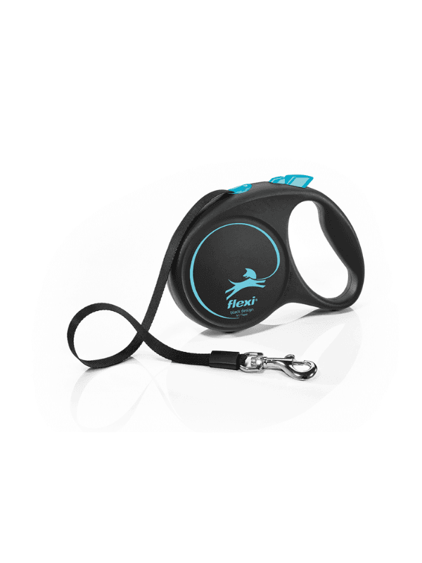 flexi black design avtomatski povodec za psa moder M 5m