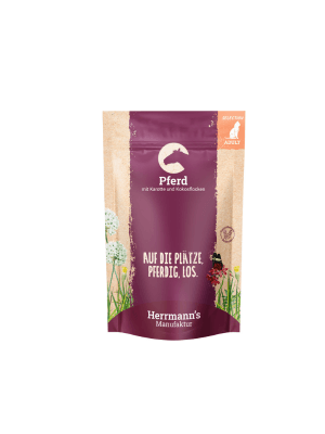Herrmann's Selection Adult Konj s korenjem in kokosovimi kosmiči Monoproteinska mokra hrana za mačke
